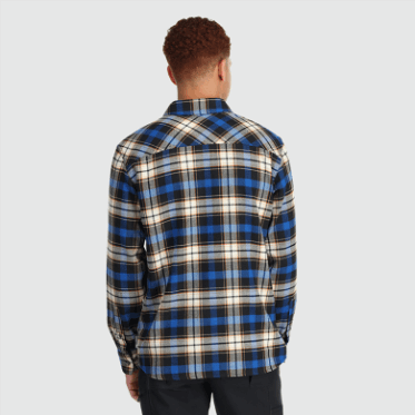 Camisa De Franela De Comentarios Para Hombres De Investigación Al Aire Libre A Cuadros Azul Clásico