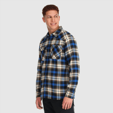 Camisa De Franela De Comentarios Para Hombres De Investigación Al Aire Libre A Cuadros Azul Clásico