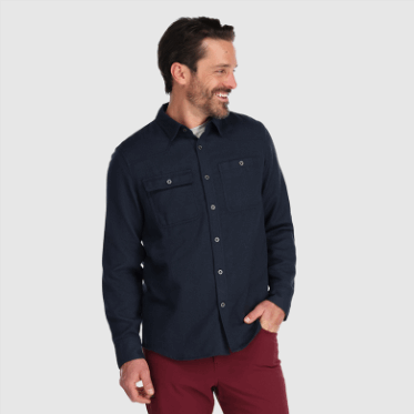 Camisa De Franela De Comentarios Para Hombres De Investigación Al Aire Libre Azul Marino