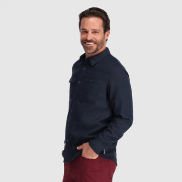 Camisa De Franela De Comentarios Para Hombres De Investigación Al Aire Libre Azul Marino