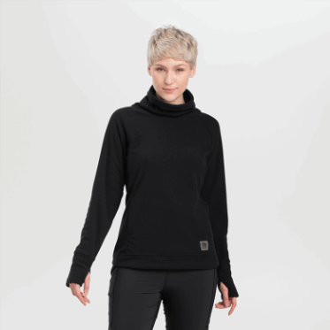 Outdoor Research Jersey Negro Con Cuello De Mezcla De Frutos Secos Para Mujer