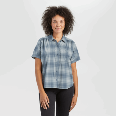 Outdoor Research Mujer Astroman S/s Sun Shirt Nimbus Plaid