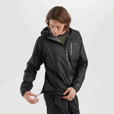 Chaqueta De Lluvia De Helio Para Hombre De Investigación Al Aire Libre Negra
