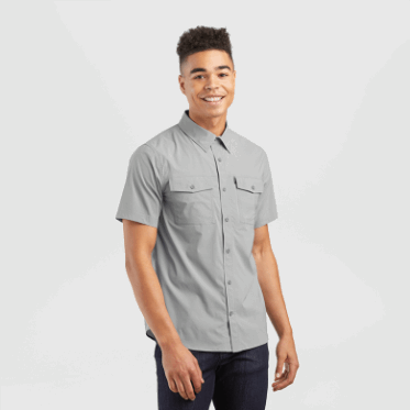 Camisa De Manga Corta De Estación De Paso Para Hombres De Investigación Al Aire Libre Peltre Claro Jaspeado