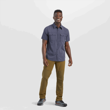 Camisa De Manga Corta De Estación De Paso Para Hombres De Investigación Al Aire Libre Azul Marino Jaspeado