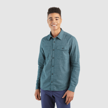 Camisa De Manga Larga De Ironhorse Para Hombre De Investigación Al Aire Libre A Cuadros De Línea De árboles