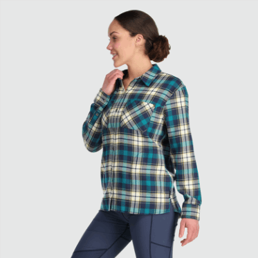 Camisa De Franela De Retroalimentación Para Mujeres De Investigación Al Aire Libre Especial A Cuadros De Lago Profundo