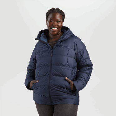 Outdoor Research Mujer Coldfront Down Hoodie Azul Marino