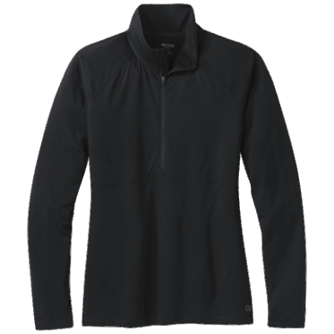Outdoor Research Alpine Onset Mujer Merino Media Cremallera Negro