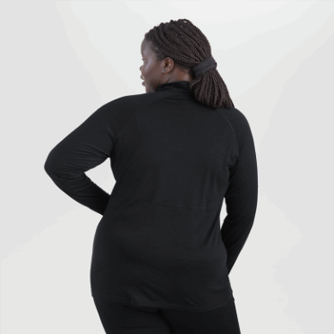 Outdoor Research Alpine Onset Mujer Merino Media Cremallera Negro