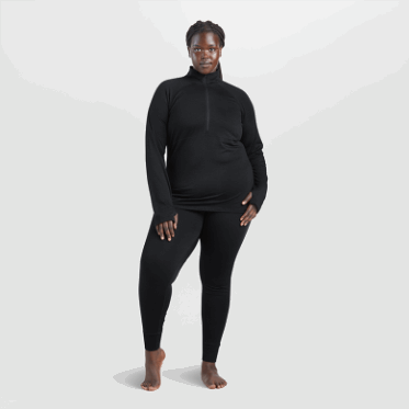 Outdoor Research Alpine Onset Mujer Merino Media Cremallera Negro