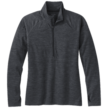 Outdoor Research Alpine Onset Mujer Merino Media Cremallera Carbón Jaspeado