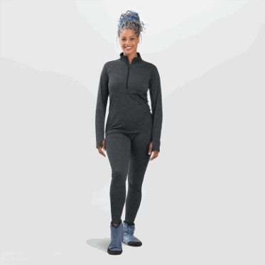 Outdoor Research Alpine Onset Mujer Merino Media Cremallera Carbón Jaspeado