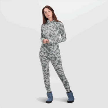 Outdoor Research Alpine Onset Mujer Merino Media Cremallera Snow Camo