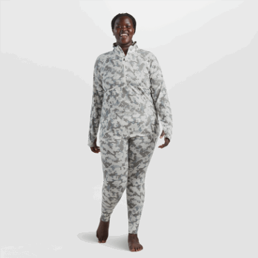 Outdoor Research Alpine Onset Mujer Merino Media Cremallera Snow Camo
