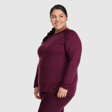 Outdoor Research Mujer Alpine Onset Merino 150 Crew-plus Carbón Jaspeado