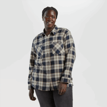 Camisa De Franela De Retroalimentación Para Mujer De Investigación Al Aire Libre - Cuadros De Arena Sólida
