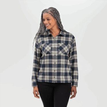Camisa De Franela De Retroalimentación Para Mujer De Investigación Al Aire Libre - Cuadros De Arena Sólida