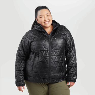 Outdoor Research Sudadera Con Capucha Negra De Talla Grande Con Aislamiento De Helio Para Mujer