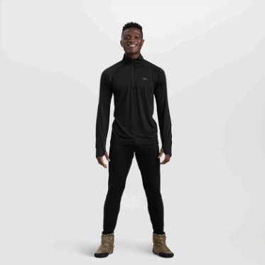 Outdoor Research Alpine Onset Merino De Hombre Con Cremallera De Un Cuarto, Negro