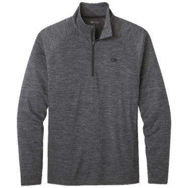 Outdoor Research Alpine Onset Merino Para Hombre Con Cremallera De Un Cuarto De Carbón Jaspeado