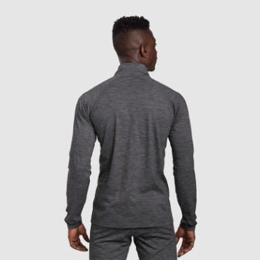 Outdoor Research Alpine Onset Merino Para Hombre Con Cremallera De Un Cuarto De Carbón Jaspeado