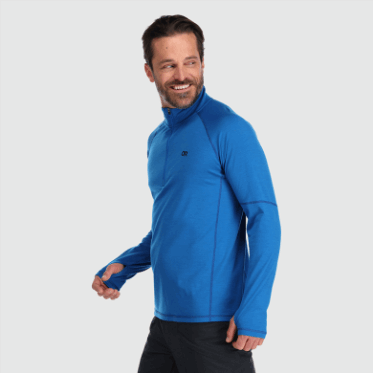 Outdoor Research Alpine Onset Merino De Hombre Con Cremallera De Un Cuarto Azul Clásico