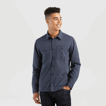 Outdoor Research Chehalis Manga Larga Para Hombre Camisa De Trabajo Azul Marino
