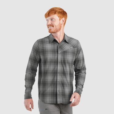 Outdoor Research Astroman Manga Larga Para Hombre, Camisa Para El Sol, Storm Plaid