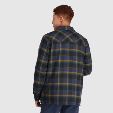 Chaqueta De Camisa De Retroalimentación Para Hombres De Investigación Al Aire Libre A Cuadros Azul Marino