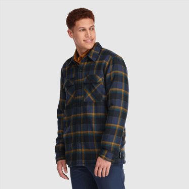 Chaqueta De Camisa De Retroalimentación Para Hombres De Investigación Al Aire Libre A Cuadros Azul Marino