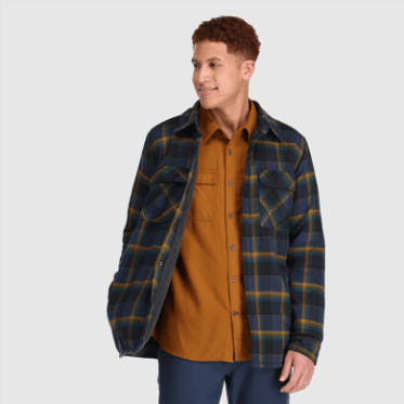 Chaqueta De Camisa De Retroalimentación Para Hombres De Investigación Al Aire Libre A Cuadros Azul Marino