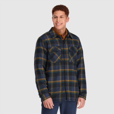Chaqueta De Camisa De Retroalimentación Para Hombres De Investigación Al Aire Libre A Cuadros Azul Marino