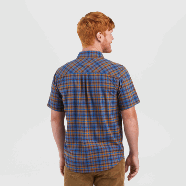 Investigación Al Aire Libre De Los Hombres Vagabundo S / S Camisa A Cuadros Azul Clásico