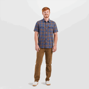 Investigación Al Aire Libre De Los Hombres Vagabundo S / S Camisa A Cuadros Azul Clásico