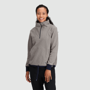 Outdoor Research Jersey Con Cremallera De Un Cuarto De Mezcla De Senderos Para Mujer, Ceniza