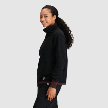 Outdoor Research Jersey Con Cremallera De Un Cuarto De Mezcla De Senderos Para Mujer Negro/alce