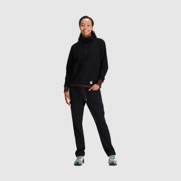 Outdoor Research Jersey Con Cremallera De Un Cuarto De Mezcla De Senderos Para Mujer Negro/alce