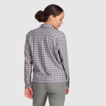 Camisa De Franela De Retroalimentación Para Mujer De Investigación Al Aire Libre A Cuadros Ceniza Claro