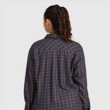 Camisa De Franela De Retroalimentación De Mujer De Investigación Al Aire Libre A Cuadros Azul Marino Claro