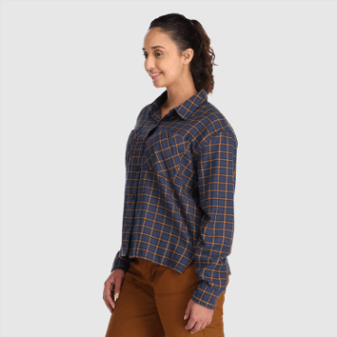 Camisa De Franela De Retroalimentación De Mujer De Investigación Al Aire Libre A Cuadros Azul Marino Claro