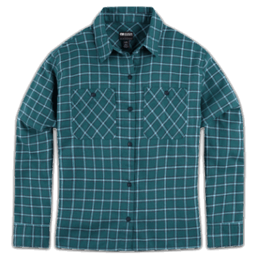Camisa De Franela De Retroalimentación Para Mujeres De Investigación Al Aire Libre A Cuadros De Lago Profundo Claro