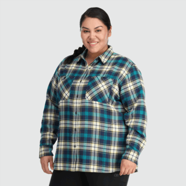 Camisa De Franela De Retroalimentación Para Mujeres De Investigación Al Aire Libre-más Cuadros De Lago Profundo