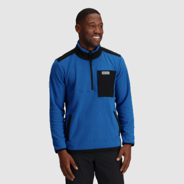 Outdoor Research Jersey De Mezcla De Senderos Para Hombre Con Un Cuarto De Cremallera Azul Clásico