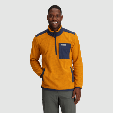 Outdoor Research Jersey Con Cremallera De Un Cuarto De Mezcla De Senderos Para Hombre, Latón