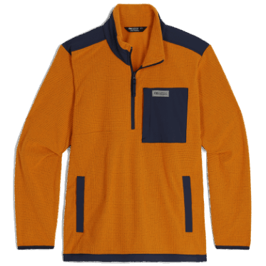 Outdoor Research Jersey Con Cremallera De Un Cuarto De Mezcla De Senderos Para Hombre, Latón