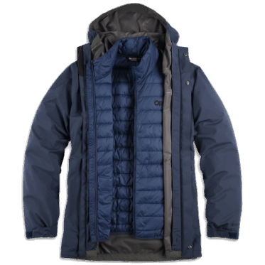 Parka 3 En 1 Para Hombre De Investigación Al Aire Libre Azul Marino
