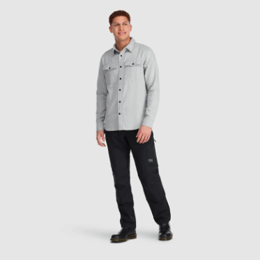 Camisa De Franela De Comentarios Para Hombres De Investigación Al Aire Libre Peltre Claro Claro