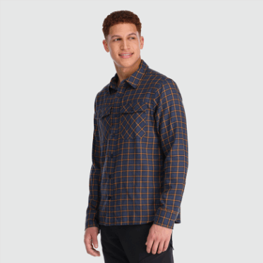 Camisa De Franela De Comentarios Para Hombres De Investigación Al Aire Libre A Cuadros Azul Marino Claro