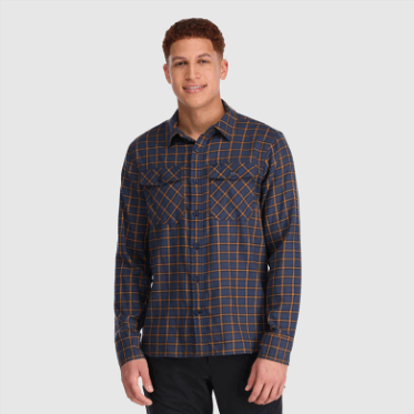 Camisa De Franela De Comentarios Para Hombres De Investigación Al Aire Libre A Cuadros Azul Marino Claro
